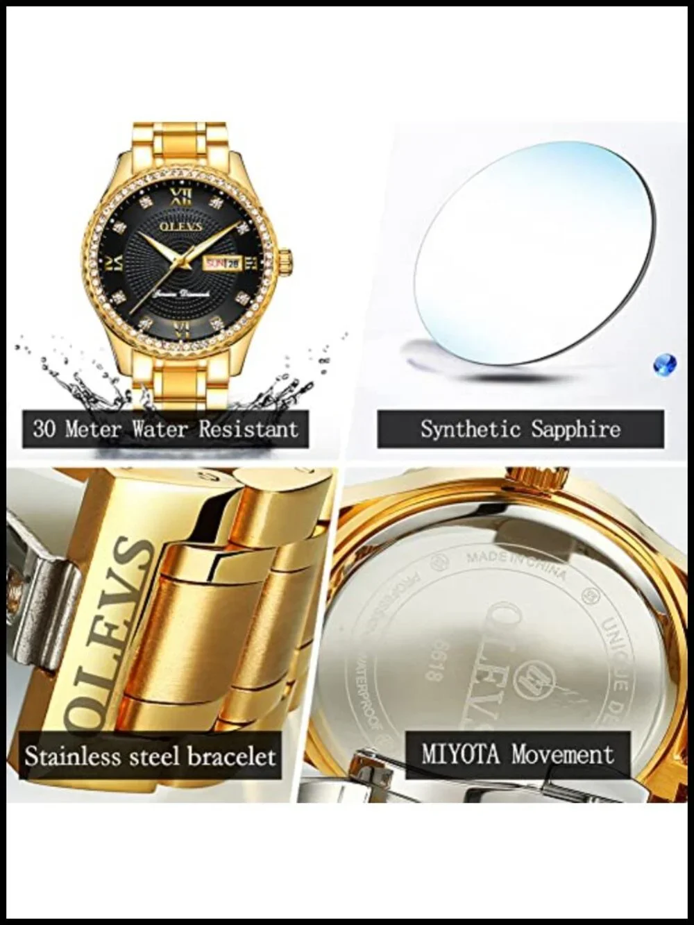 Ultra Thin 6.5mm Minimalist Dress Watch Stainless Steel Waterproof